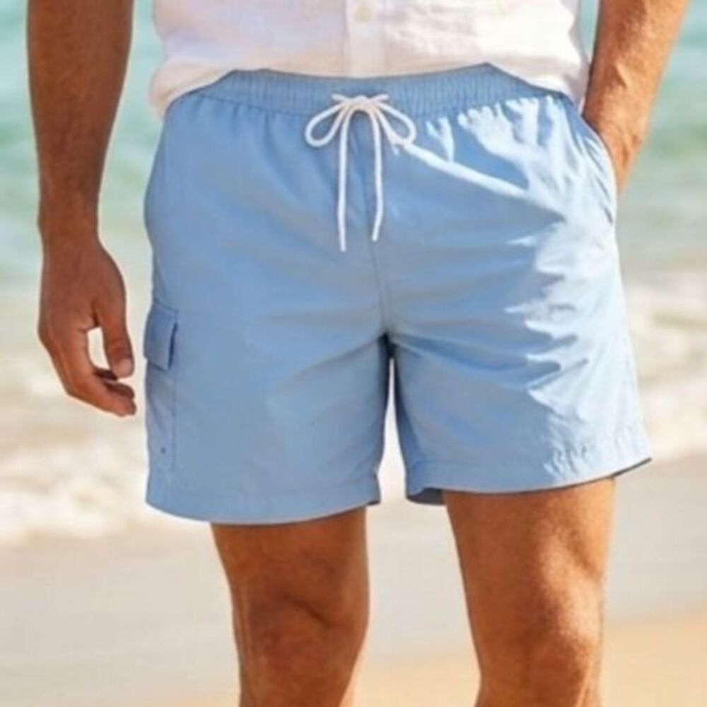 Daniel Cremieux Men’s Swim Trunks Shorts Blue Elastic Waist Pockets Size L